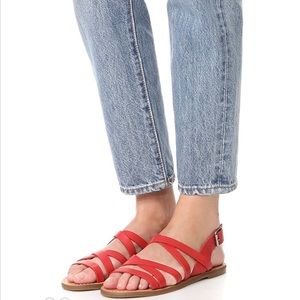 Madewell Red Strappy Flat Sandals